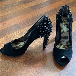 Sam Edelman Black Lorissa Peep Toe Heels Size 8M